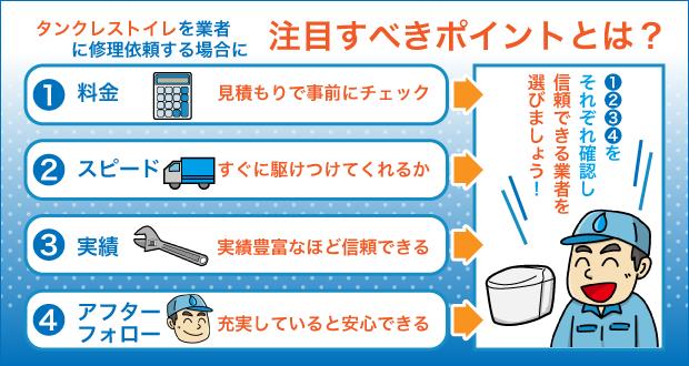 タンクレストイレを業者に修理依頼する場合に注目すべきポイントとは？